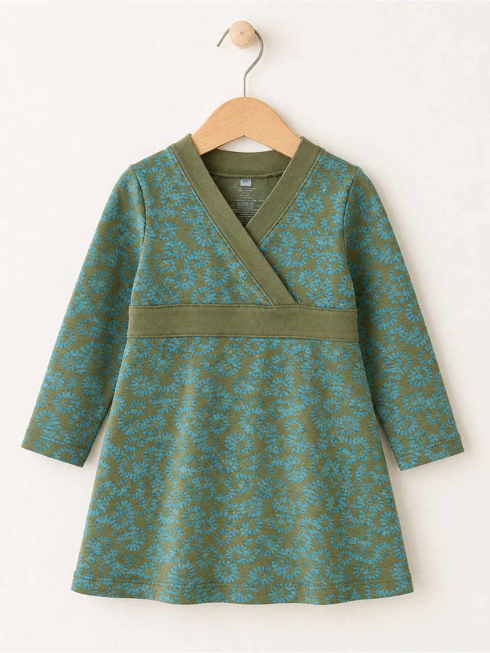 Tea Collection Toddler Girls Green Floral Wrap-Style Dress Size 4
